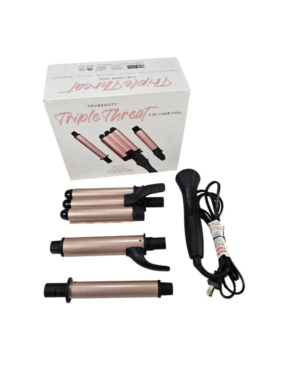 TruBeauty Triple Threat 3-in-1 Curling Iron Wand & Triple-Barrel Waver Tool